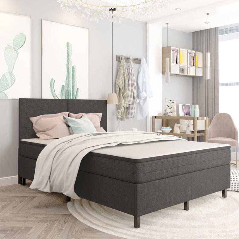 foto del prodotto letto in tessuto grigio no testiera con doghe varie dimensioni dimensioni 140x200 cm