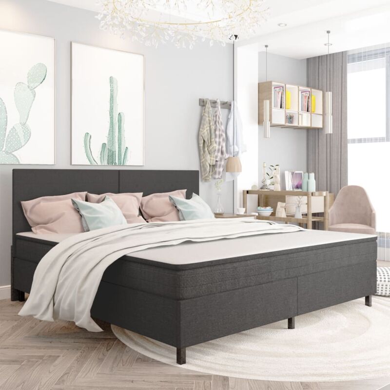 foto del prodotto letto in tessuto grigio no testiera con doghe varie dimensioni dimensioni 200x200 cm
