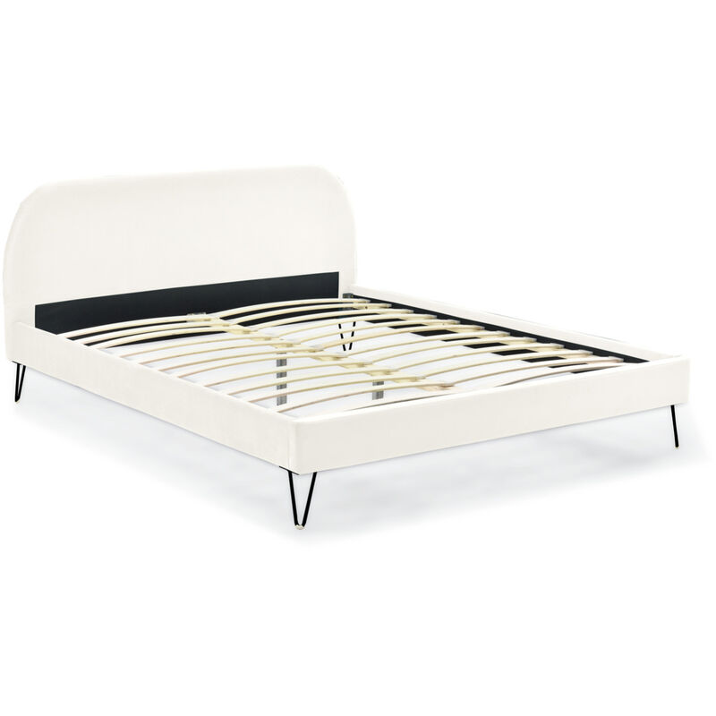 foto del prodotto letto in velluto beige 140 x 190 cm phoenix