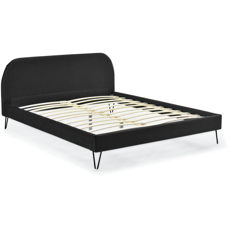 foto del prodotto letto in velluto nero 160 x 200 cm phoenix