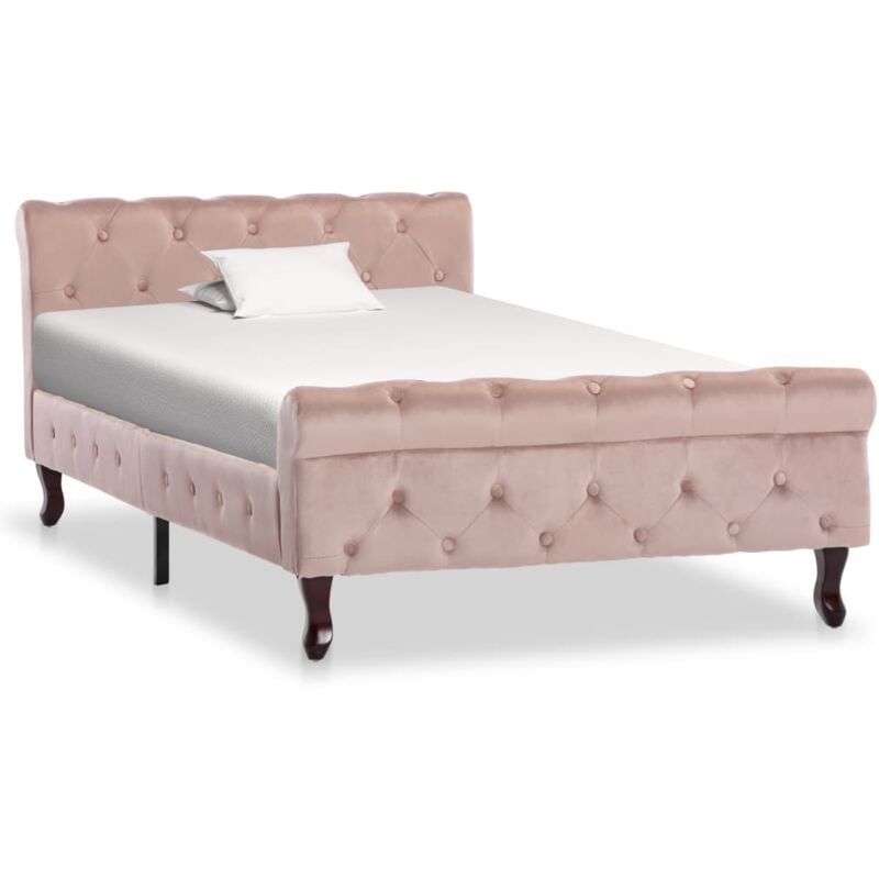 foto del prodotto letto in velluto rosa letto design moderno elegante vari dimensioni dimensioni 100x200 cm