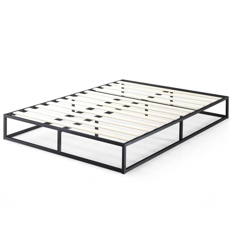 foto del prodotto letto joseph da 25 cm con struttura in metallo base a doghe supporto a doghe in legno portaoggetti sotto il letto 140 x 200 cm nero zinus