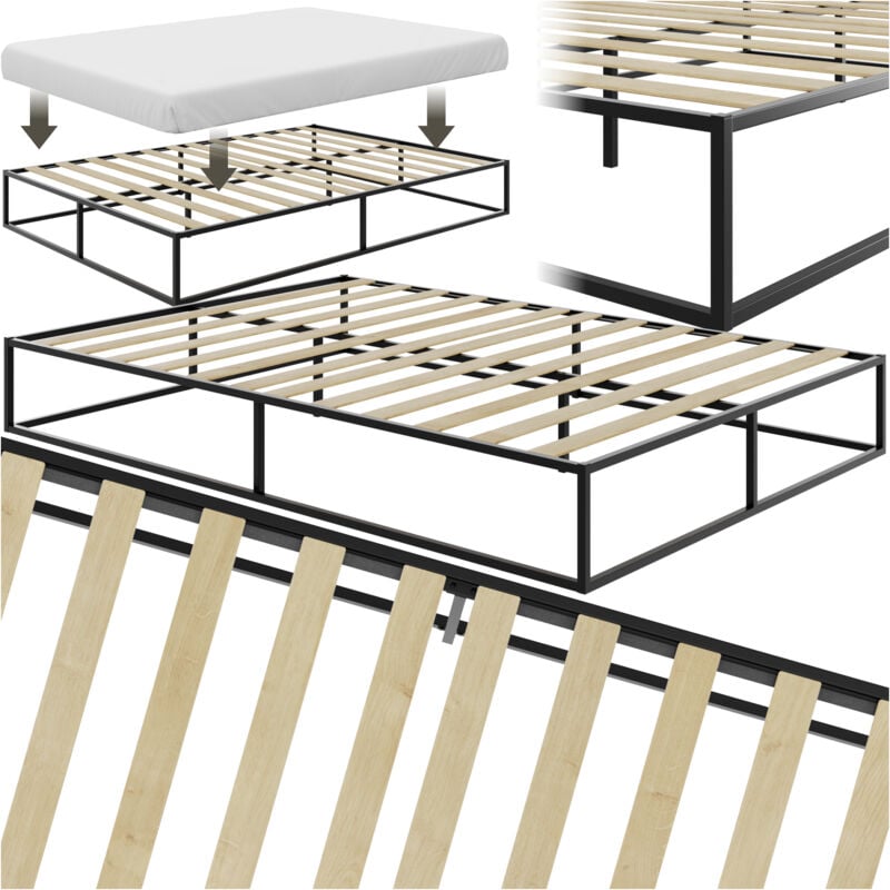 foto del prodotto letto kyoto struttura in metallo con rete a doghe, 250 kg letto matrimoniale, letto struttura metallo, letto in metallo 140 x 200 x 25,5 cm
