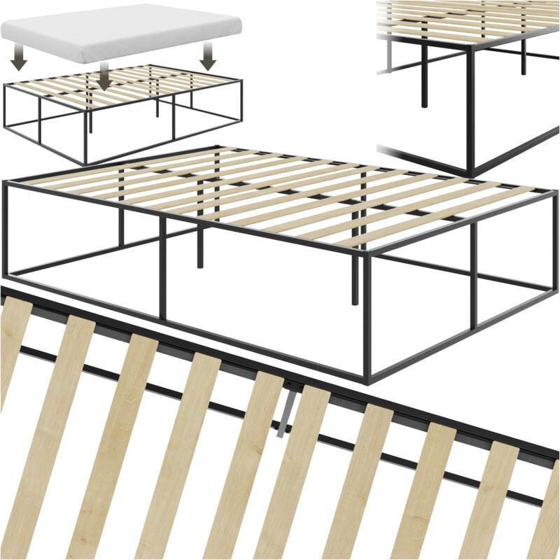 foto del prodotto letto kyoto struttura in metallo con rete a doghe, 250 kg letto matrimoniale, letto struttura metallo, letto in metallo 140 x 200 x 46,5 cm