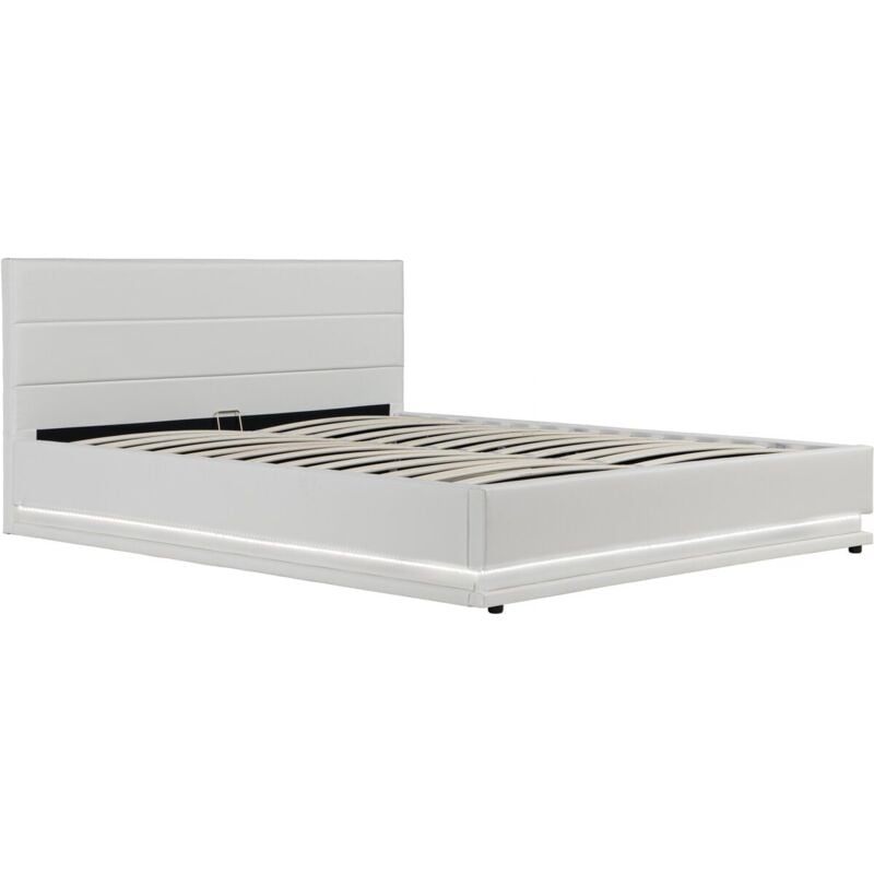 foto del prodotto letto led con contenitore anastasia 140 x 190 cm bianco
