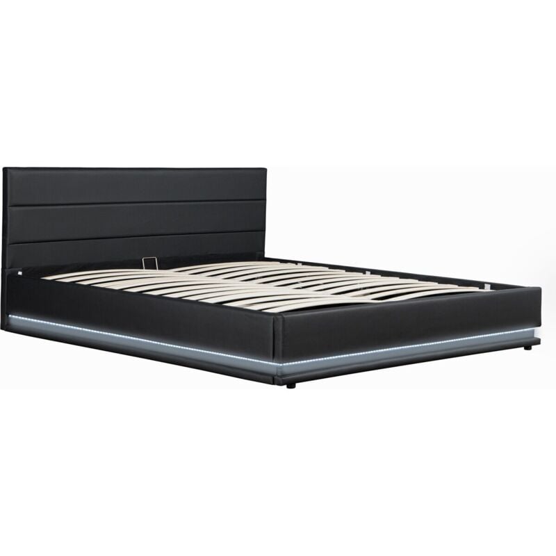 foto del prodotto letto led con contenitore anastasia 140 x 190 cm nero