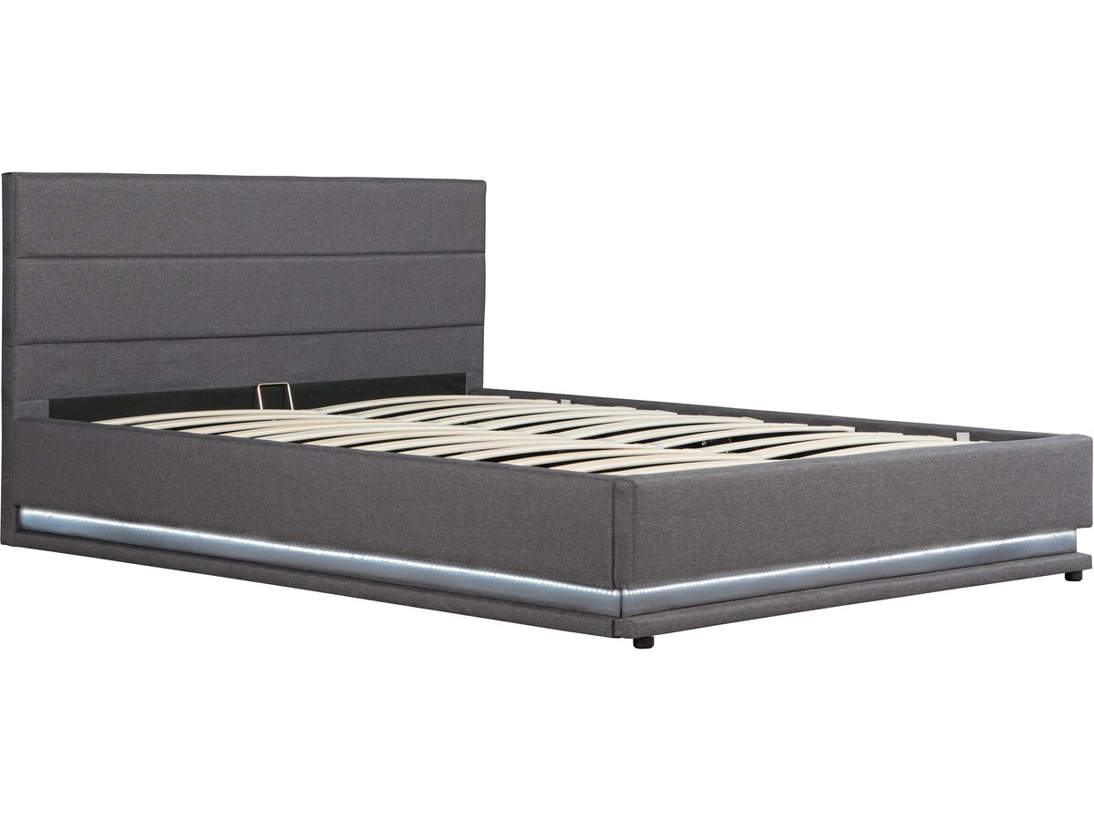 foto del prodotto letto led con contenitore quot anastasia quot 140 x 190 grigio scuro