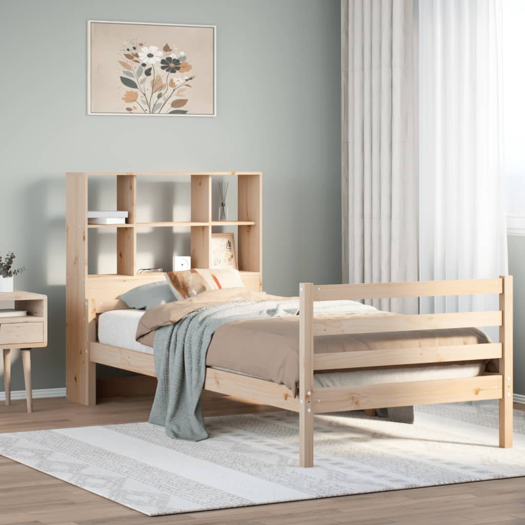 foto del prodotto letto libreria senza materasso 100x200 cm in legno di pino