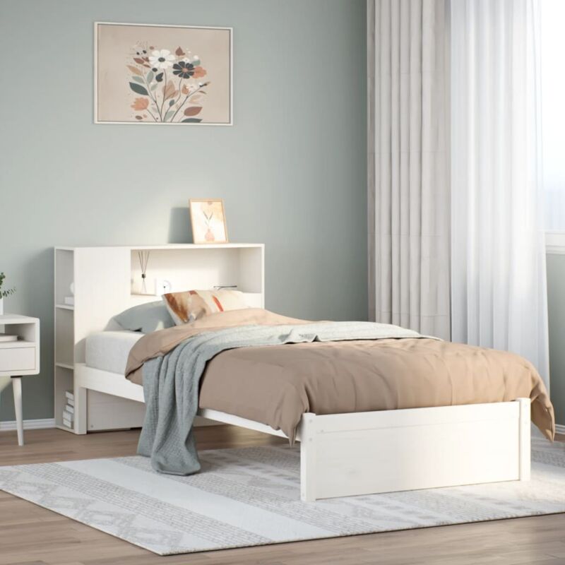 foto del prodotto letto libreria senza materasso bianco 100x200 cm legno di pino vidaxl