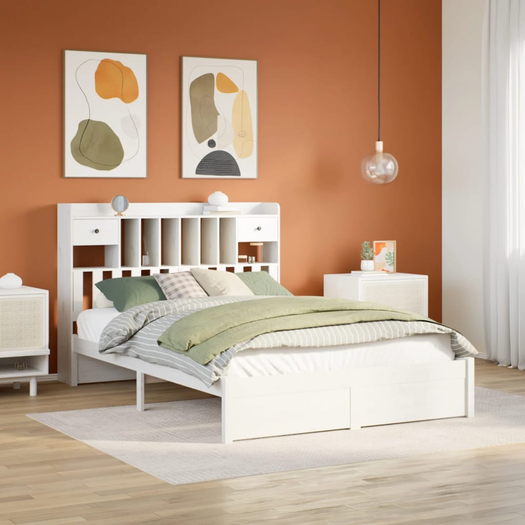 foto del prodotto letto libreria senza materasso bianco 160x200 cm legno di pino