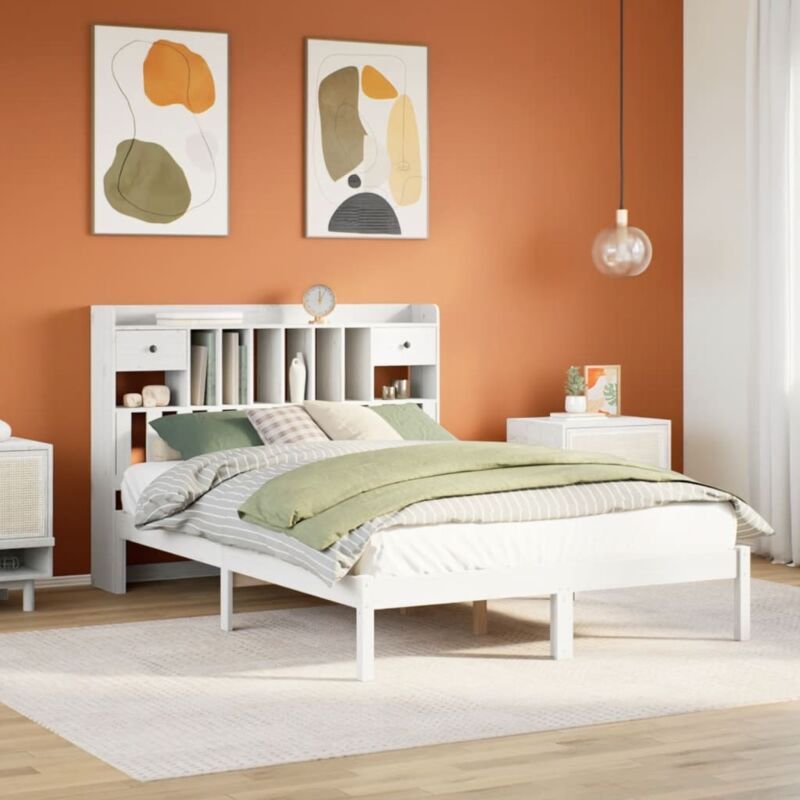 foto del prodotto letto libreria senza materasso bianco 160x200 cm legno di pino vidaxl