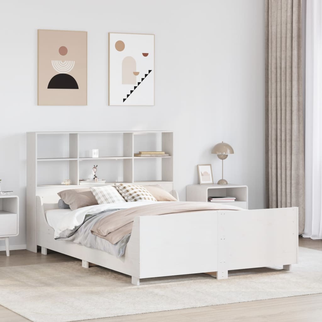 foto del prodotto letto libreria senza materasso bianco 160x200 cm legno massello
