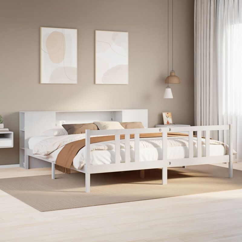 foto del prodotto letto libreria senza materasso bianco 200x200 cm legno di pino vidaxl