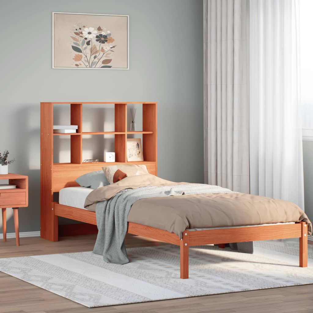 foto del prodotto letto libreria senza materasso marrone cera 75x190 cm in pino