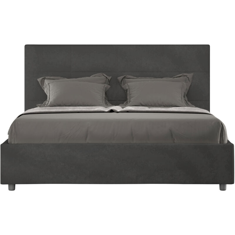 foto del prodotto letto matrimoniale 160x190 cm con rete e contenitore mika grigio