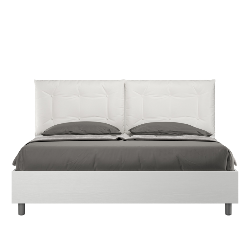 foto del prodotto letto matrimoniale 160x190 cm cuscinatura egos annalisa bianco,similpelle,senza rete