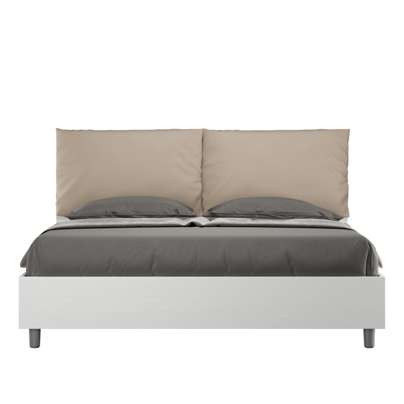 foto del prodotto letto matrimoniale 160x200 cm cuscinatura egos antea similpelle,senza rete,tortora