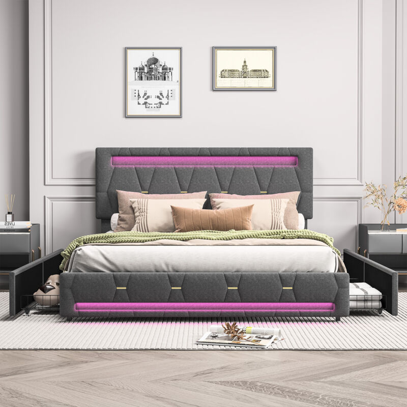 foto del prodotto letto matrimoniale 160x200,letto matrimoniale contenitore,letto imbottito,letti con cassetti,letti per adulti, con quattro cassetti, striscia