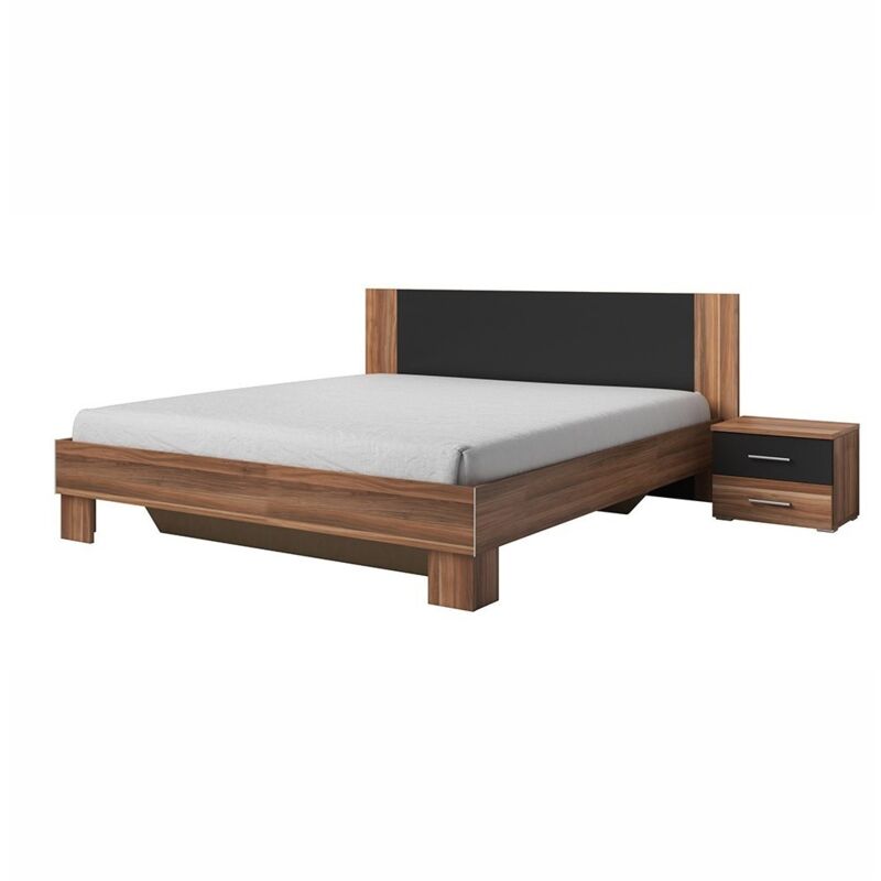foto del prodotto letto matrimoniale 180x200 collezione irina. comodini integrati. colori noce rosso e nero.