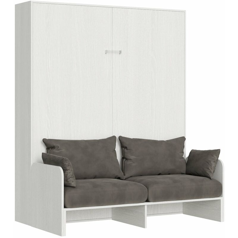 foto del prodotto letto matrimoniale a scomparsa salvaspazio con sof kentaro h210 cm bianco