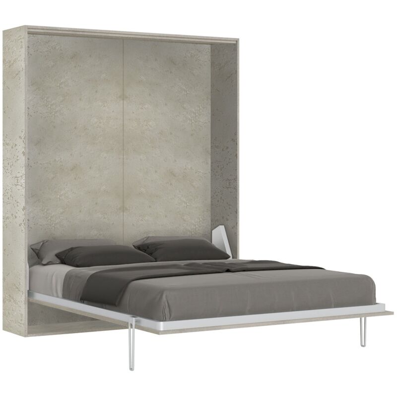 foto del prodotto letto matrimoniale a scomparsa salvaspazio kentaro h210,5 cashmere grigio