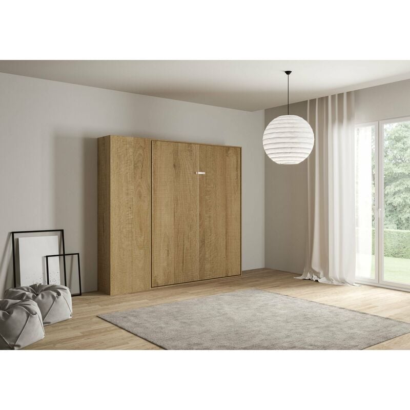 foto del prodotto letto matrimoniale a scomparsa salvaspazio kentaro h210 cm marrone