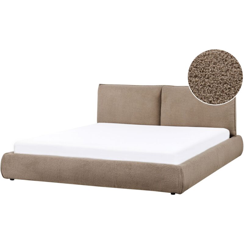 foto del prodotto letto matrimoniale ad acqua imbottito in tessuto boucle marrone 180 x 200 cm vinay