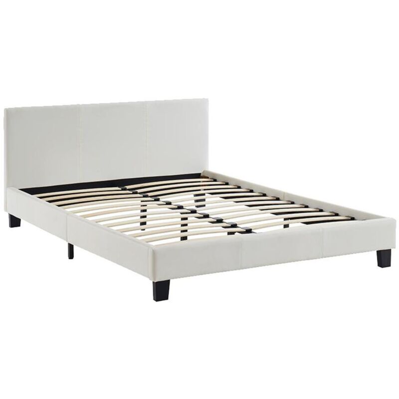 foto del prodotto letto matrimoniale alla francese 140 x 190 cm in similpelle bianco cornelius