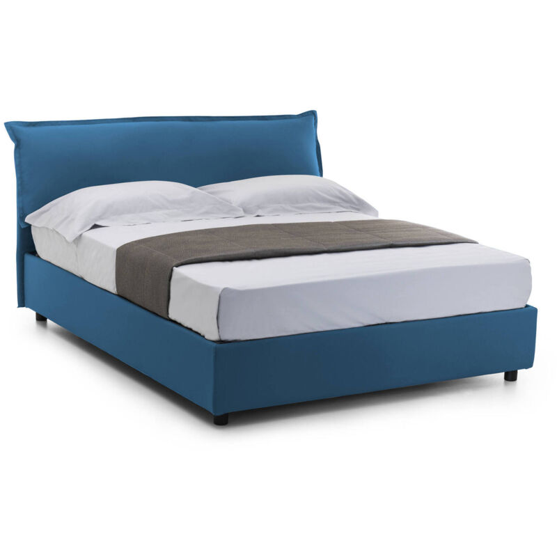 foto del prodotto letto matrimoniale amilcare, letto contenitore sfoderabile con testiera e giroletto contenitore imbottiti, 100 made in italy, con materasso 160x190