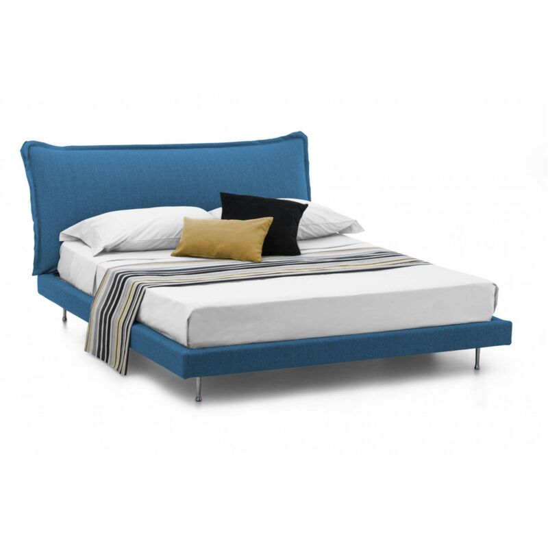 foto del prodotto letto matrimoniale anika, letto fisso con rivestimento e testata in tessuto, 100 made in italy, apertura frontale, adatto per materasso cm 160x190,