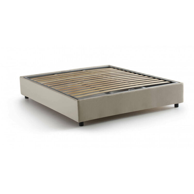 foto del prodotto letto matrimoniale annibale, letto contenitore con rivestimento in tessuto, 100 made in italy, apertura frontale, adatto per materasso cm 160x190,