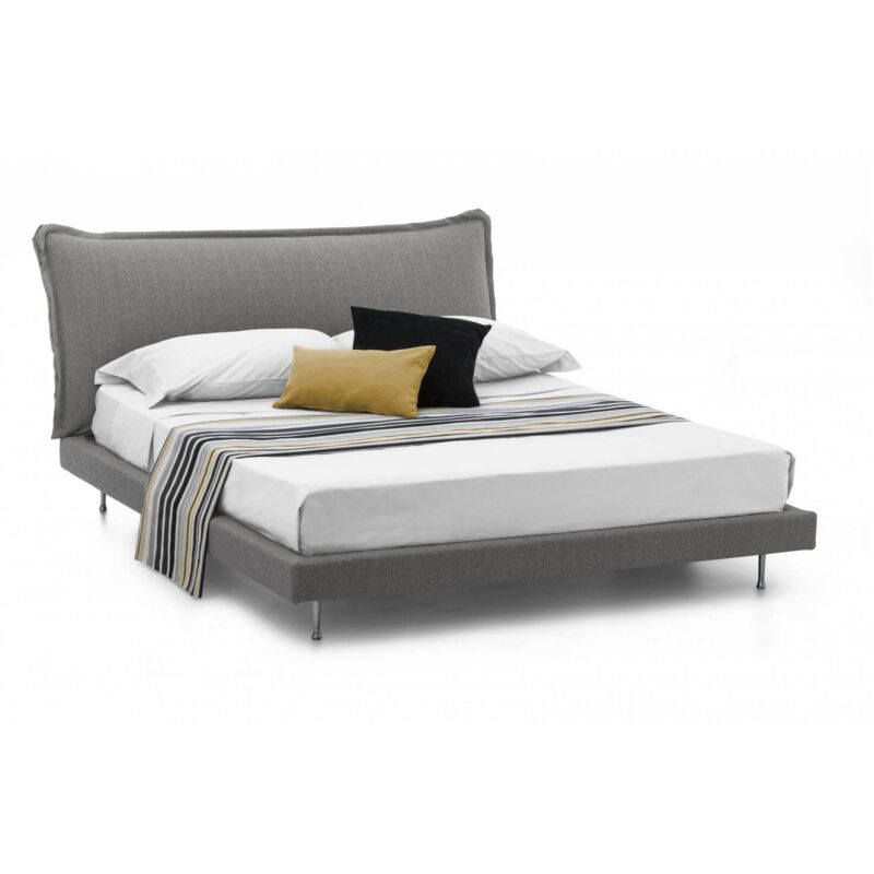 foto del prodotto letto matrimoniale arcore, letto fisso con rivestimento e testata in tessuto, 100 made in italy, adatto per materasso cm 160x190, grigio talamo