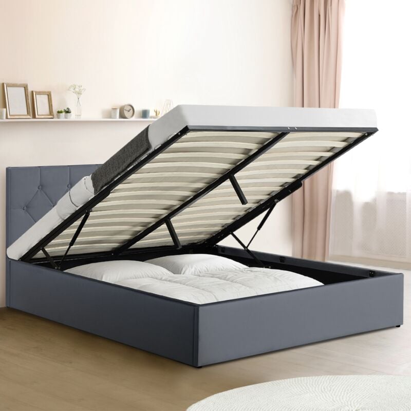 foto del prodotto letto matrimoniale austin con base 160 x 200 cm pvc grigio