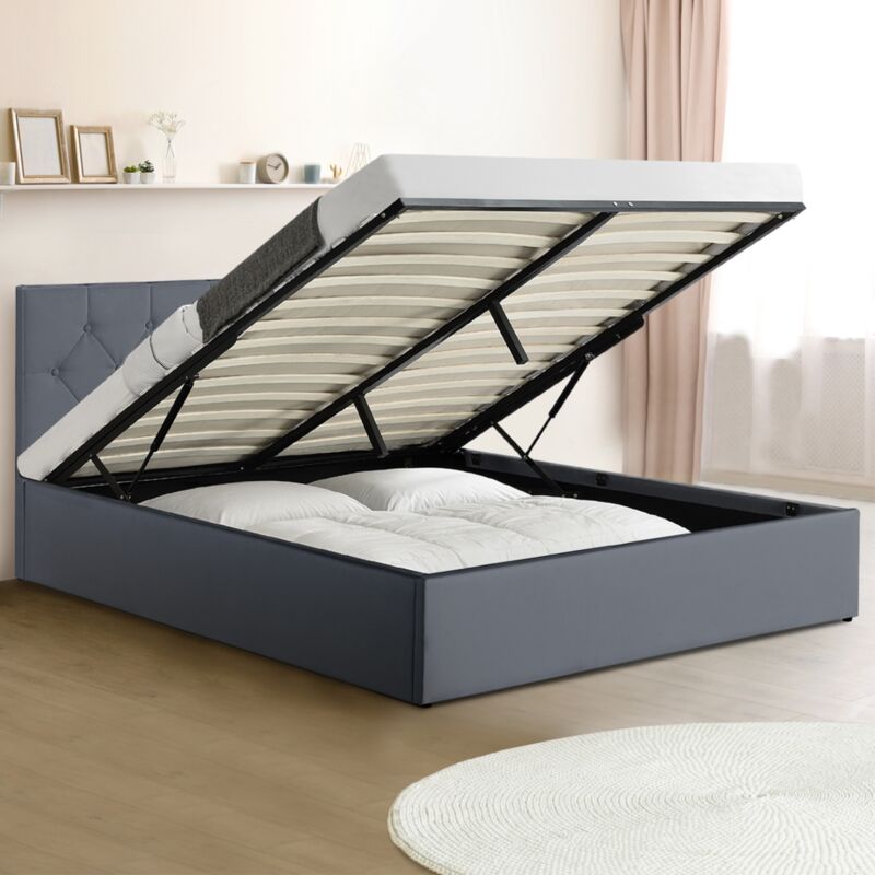 foto del prodotto letto matrimoniale austin con boxer 140 x 190 cm pvc grigio