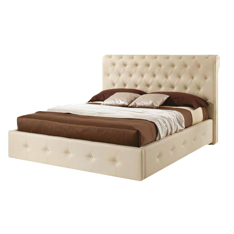 foto del prodotto letto matrimoniale c- contenitore in ecopelle crema 180x223xh.120 cm effez