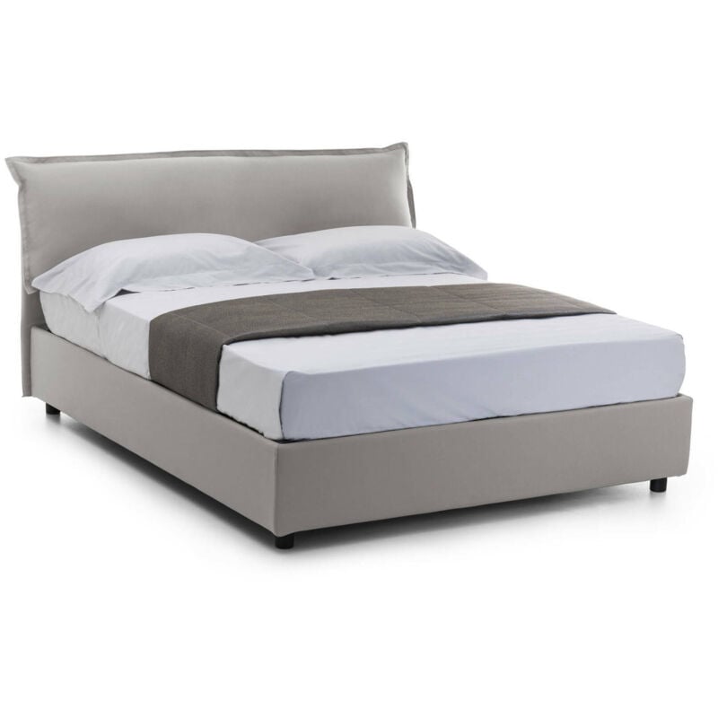 foto del prodotto letto matrimoniale clodovea, letto contenitore sfoderabile con testiera e giroletto contenitore imbottiti, 100 made in italy, con materasso 160x190
