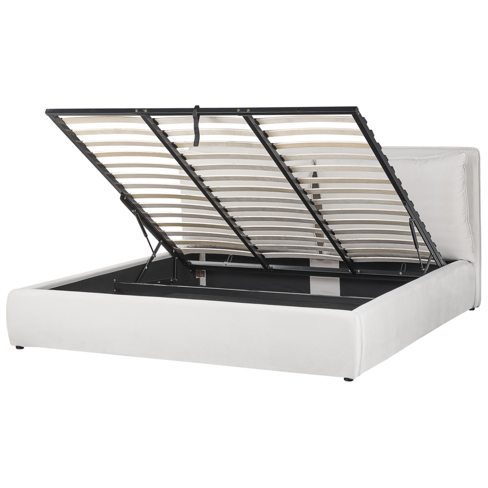 foto del prodotto letto matrimoniale colore bianco crema con vano contenitore 180 x 200 cm camera da letto moderna