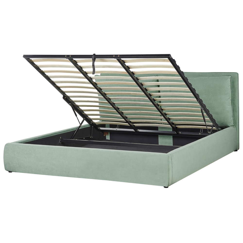 foto del prodotto letto matrimoniale colore verde menta con vano contenitore 180 x 200 cm camera da letto moderna