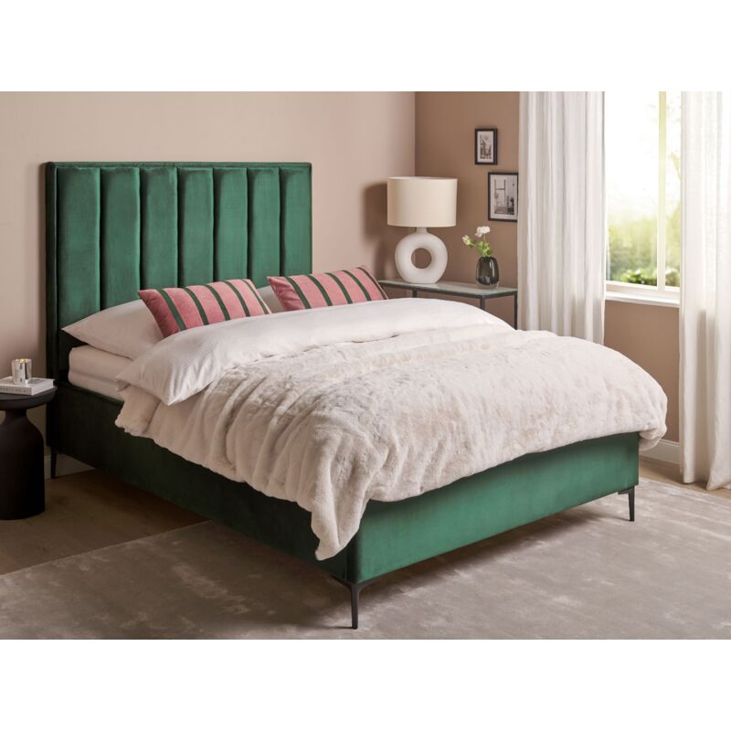 immagine 0 del prodotto letto matrimoniale con contenitore in velluto verde scuro 140 x 200 cm sezanne