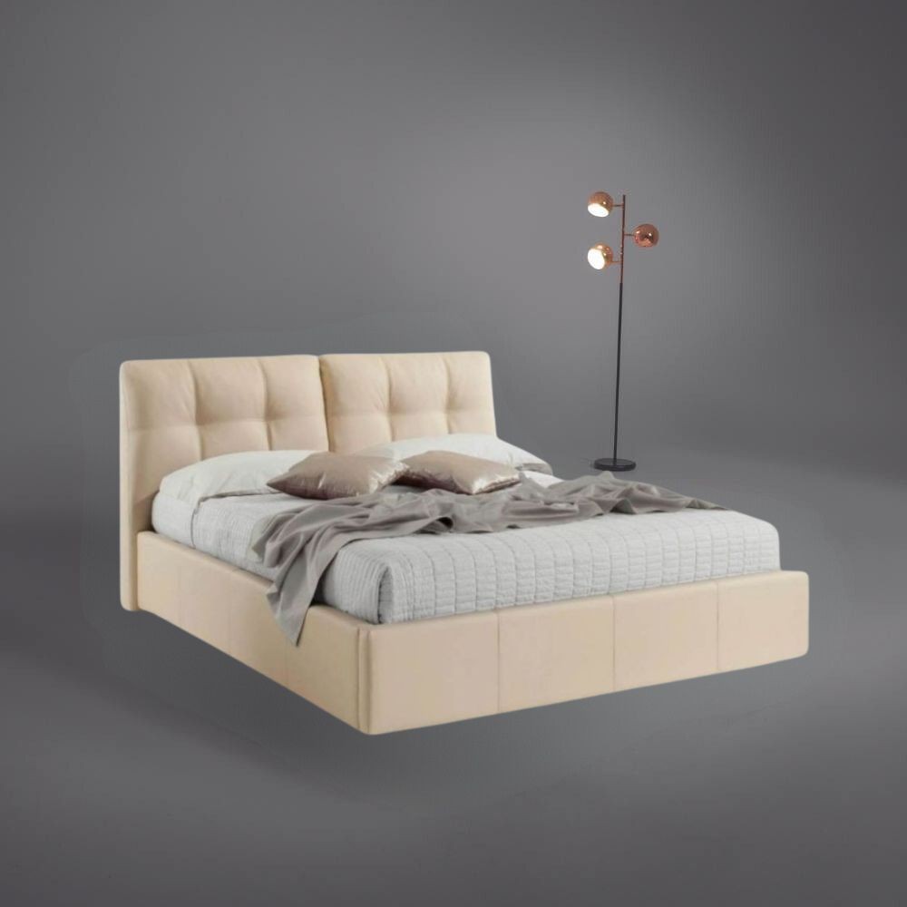 foto del prodotto letto matrimoniale con contenitore melia ecopelle crema