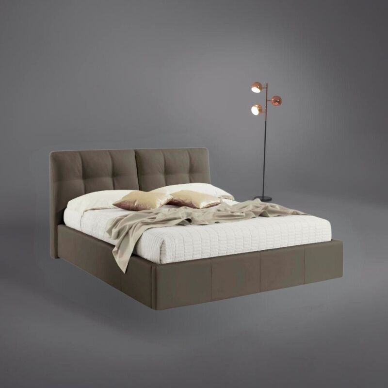 foto del prodotto letto matrimoniale con contenitore melia ecopelle tortora