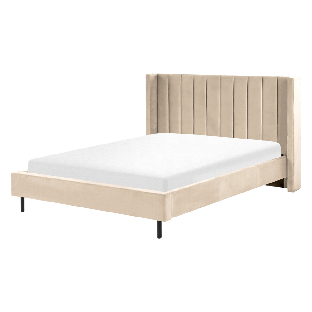 foto del prodotto letto matrimoniale con doghe 160 x 200 cm velluto di colore beige stile glam moderno