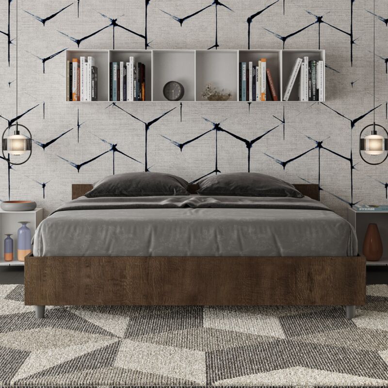 foto del prodotto letto matrimoniale con rete 160x190 noce nuamo