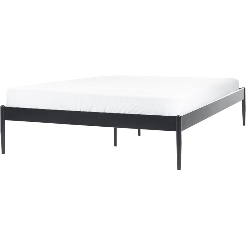 foto del prodotto letto matrimoniale con rete a doghe in metallo nero 140 x 200 cm vaurs