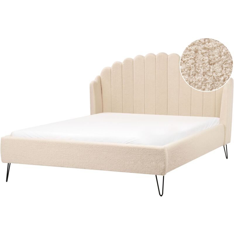 foto del prodotto letto matrimoniale con rete in tessuto boucl beige 160 x 200 cm ambillou