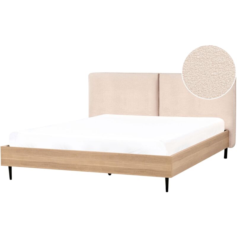 foto del prodotto letto matrimoniale con rete in tessuto boucl beige 180 x 200 cm limanton