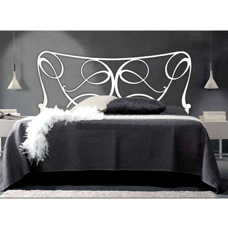 foto del prodotto letto matrimoniale con testiera in ferro bianco e contenitore 170x200xh.130 cm