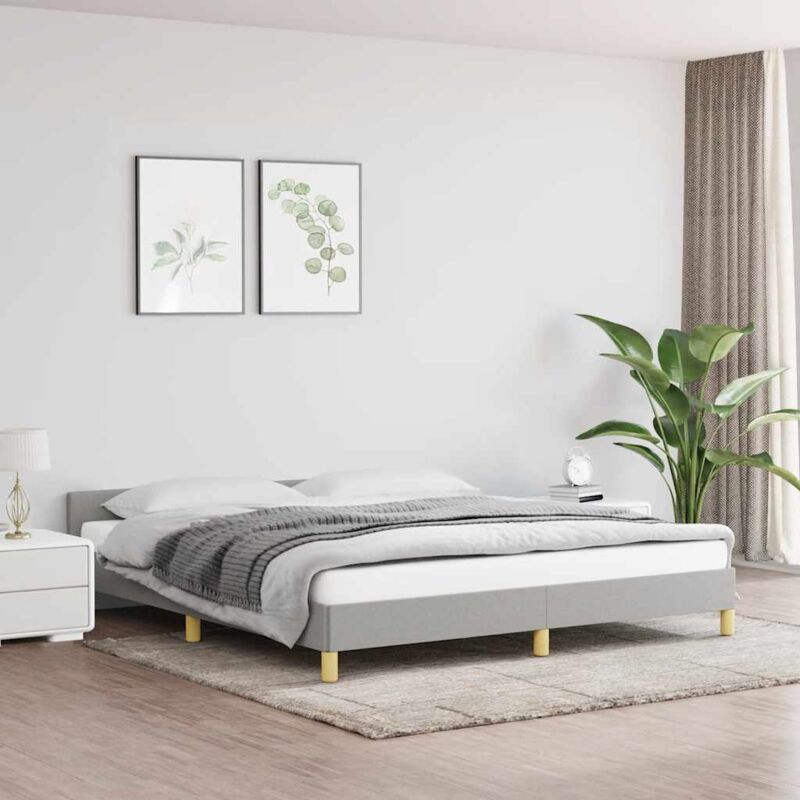 foto del prodotto letto matrimoniale con testiera moderno ,giroletto grigio chiaro 160x200 cm in tessuto itd24385