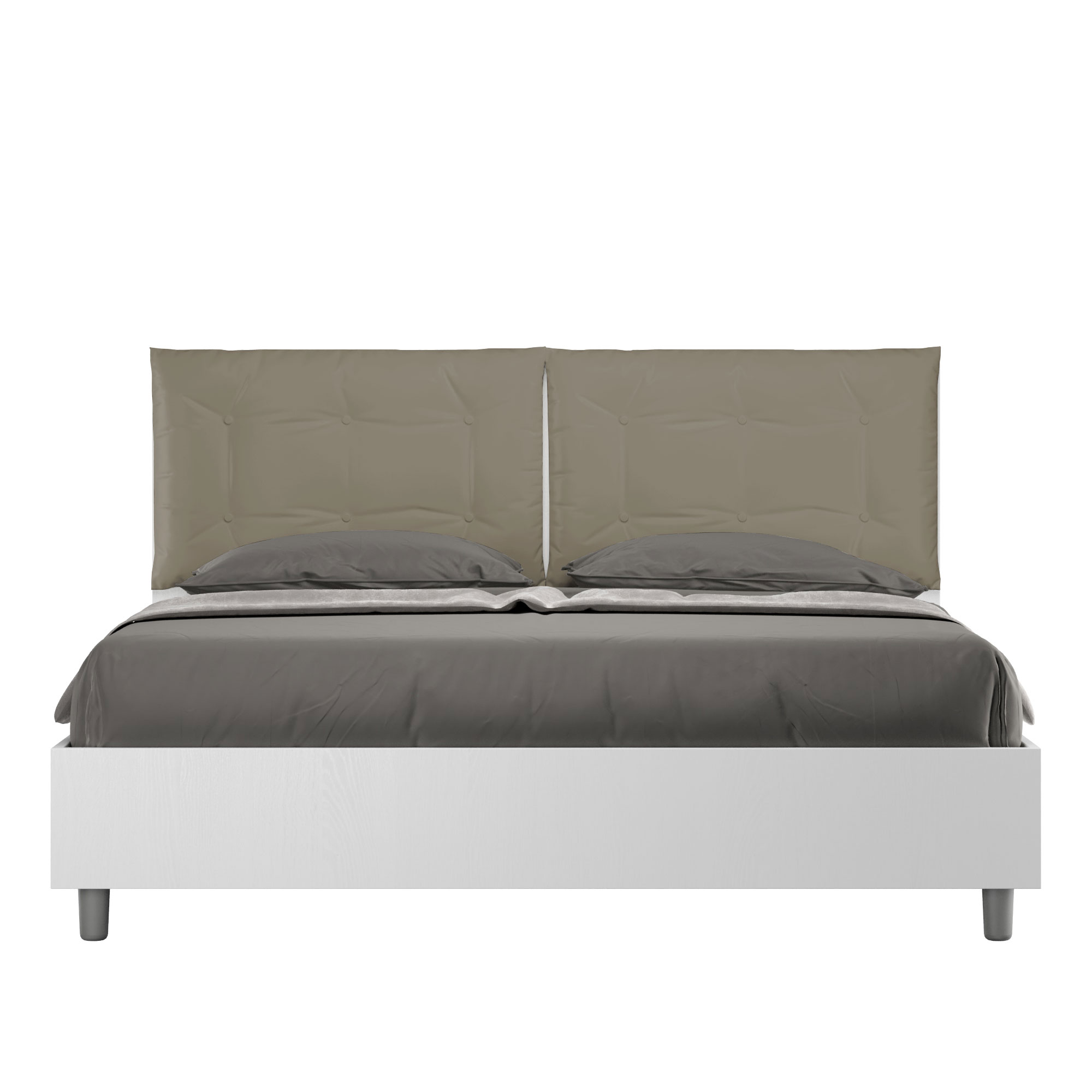 foto del prodotto letto matrimoniale contenitore 160x190 bianco frassino cuscini similpelle cappuccino egos annalisa