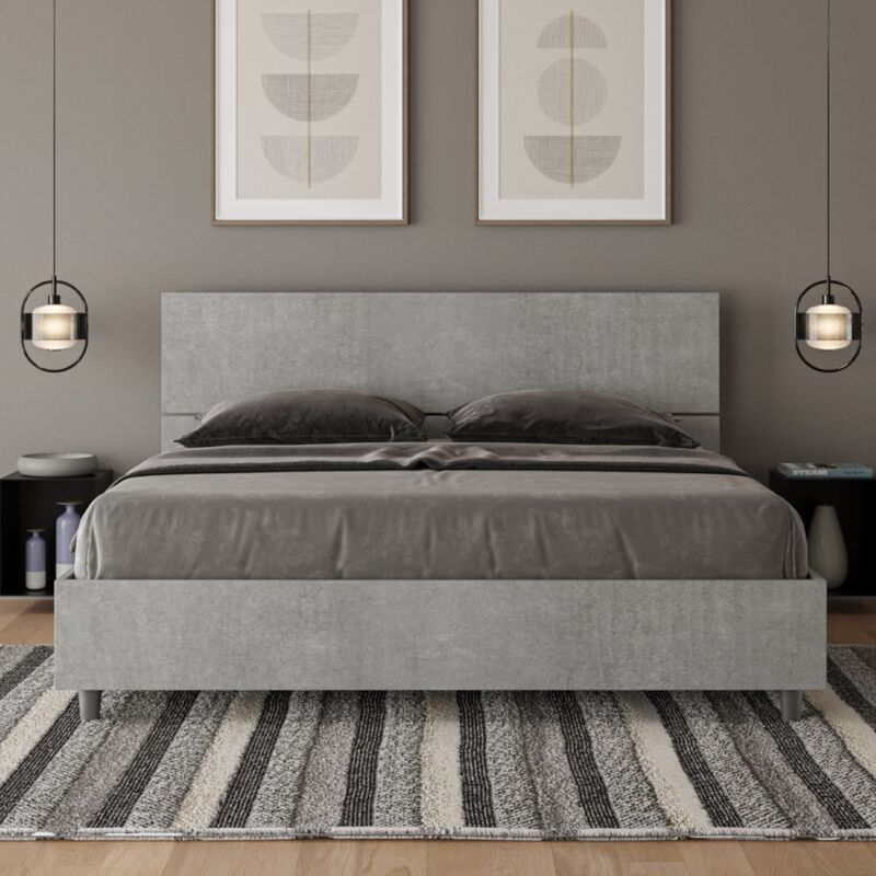 foto del prodotto letto matrimoniale contenitore 160x190 testata inclinata cemento demas